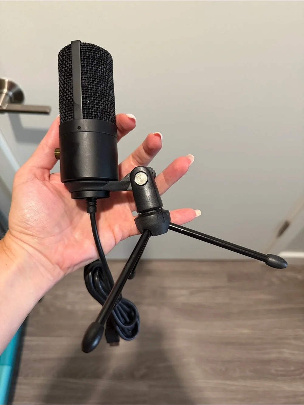 Black USB Desktop Condenser Microphone with Volume Control